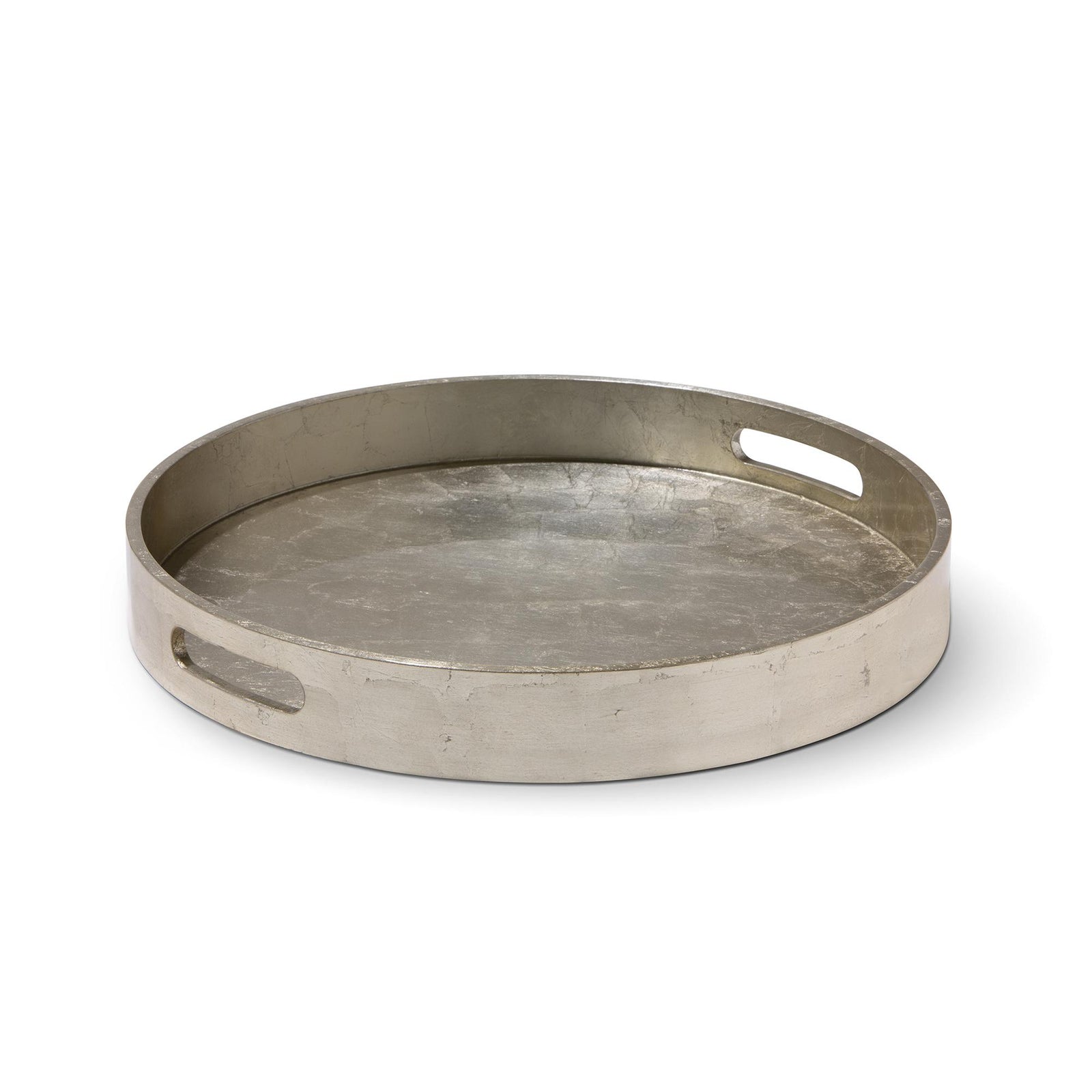 Great House Round Foiled Tray, Champagne Silver