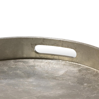 Great House Round Foiled Tray, Champagne Silver