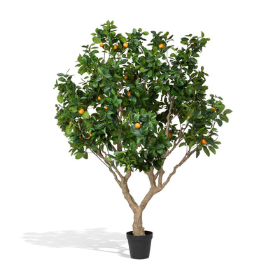Faux Orange Tree with Weighted Black Pot, 98"