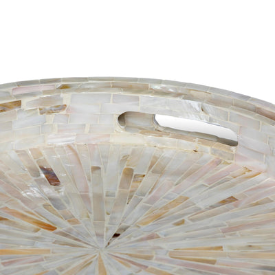 Capraia Coast Round Decorative Trays, Mother of Pearl, Set of 2