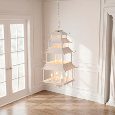 Peace Pagoda Chandelier, Cream