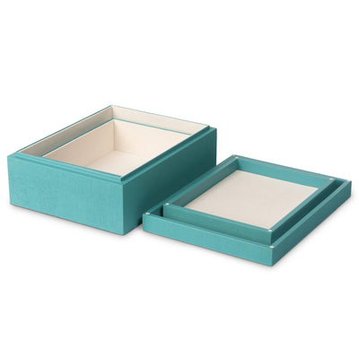 St. Tropez Decorative Boxes, Set of 2, Emerald Shores