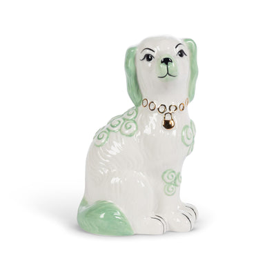 Porcelain Staffordshire Dogs Figurines, Smoke Green, Set of 2