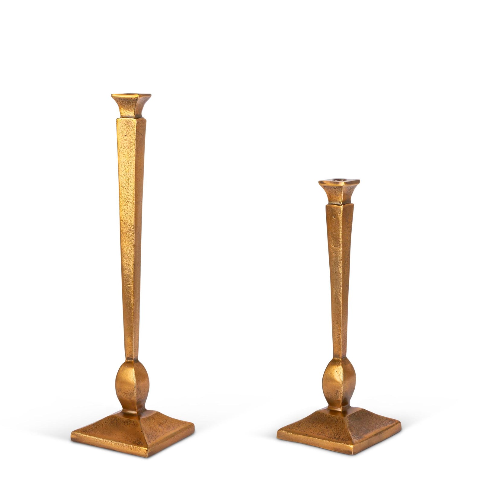 Cast Aluminum Geometric Candlesticks, Set of 2