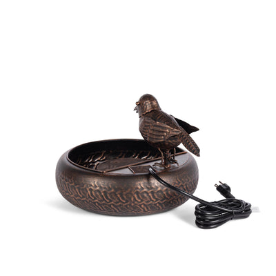 Folk Art Little Bird Fountain, Black Bronze