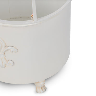 Fleur-de-Lis Planter Obelisk, Small, Antiqued White