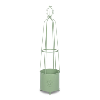Fleur-de-Lis Planter Obelisk, Large, Soft Garden Green