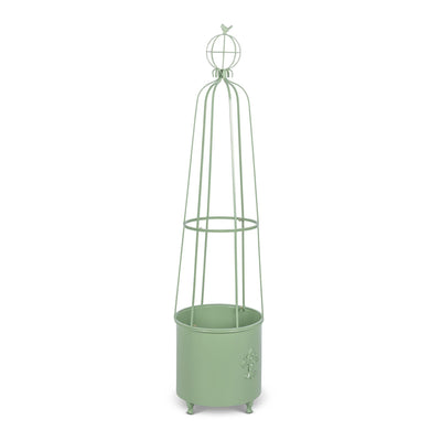 Fleur-de-Lis Planter Obelisk, Large, Soft Garden Green