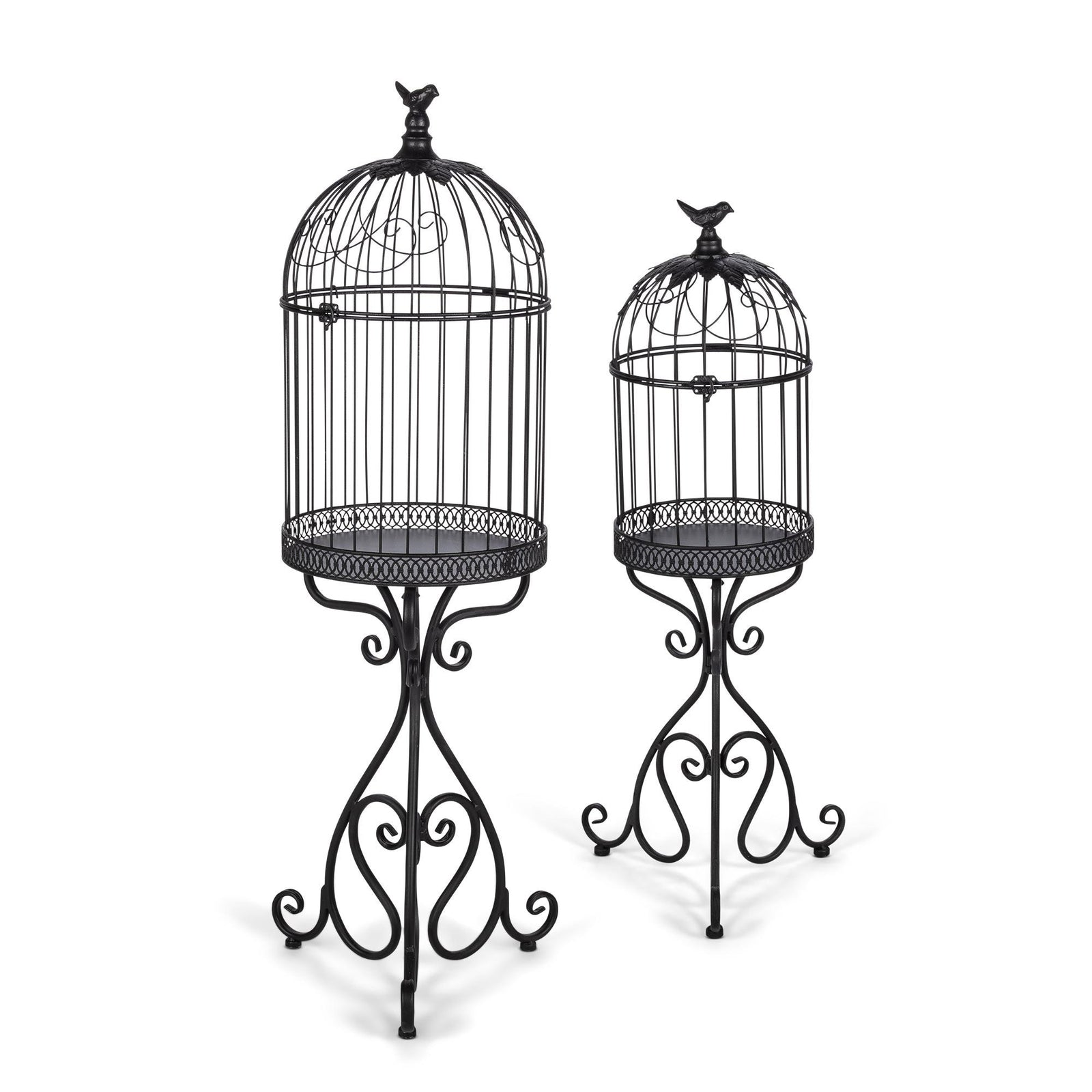 Scrollwork Birdcage Planters, Set of 2, Black