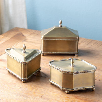 Brass Escritoire Boxes, Set of 3