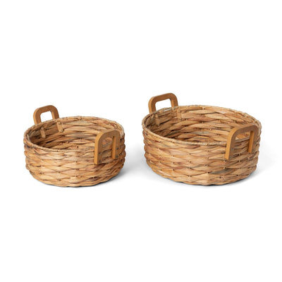 Woven Water Hyacinth Round Serving Basket
