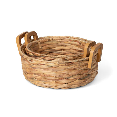 Woven Water Hyacinth Round Serving Basket