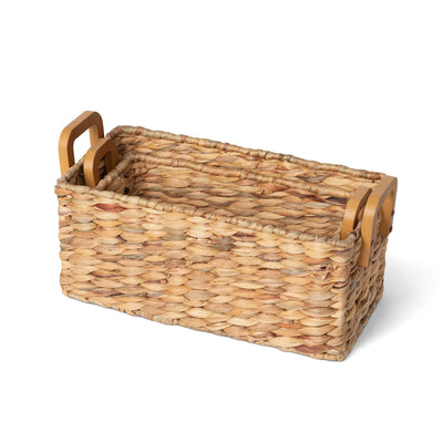 Woven Water Hyacinth Rectangle Storage Basket