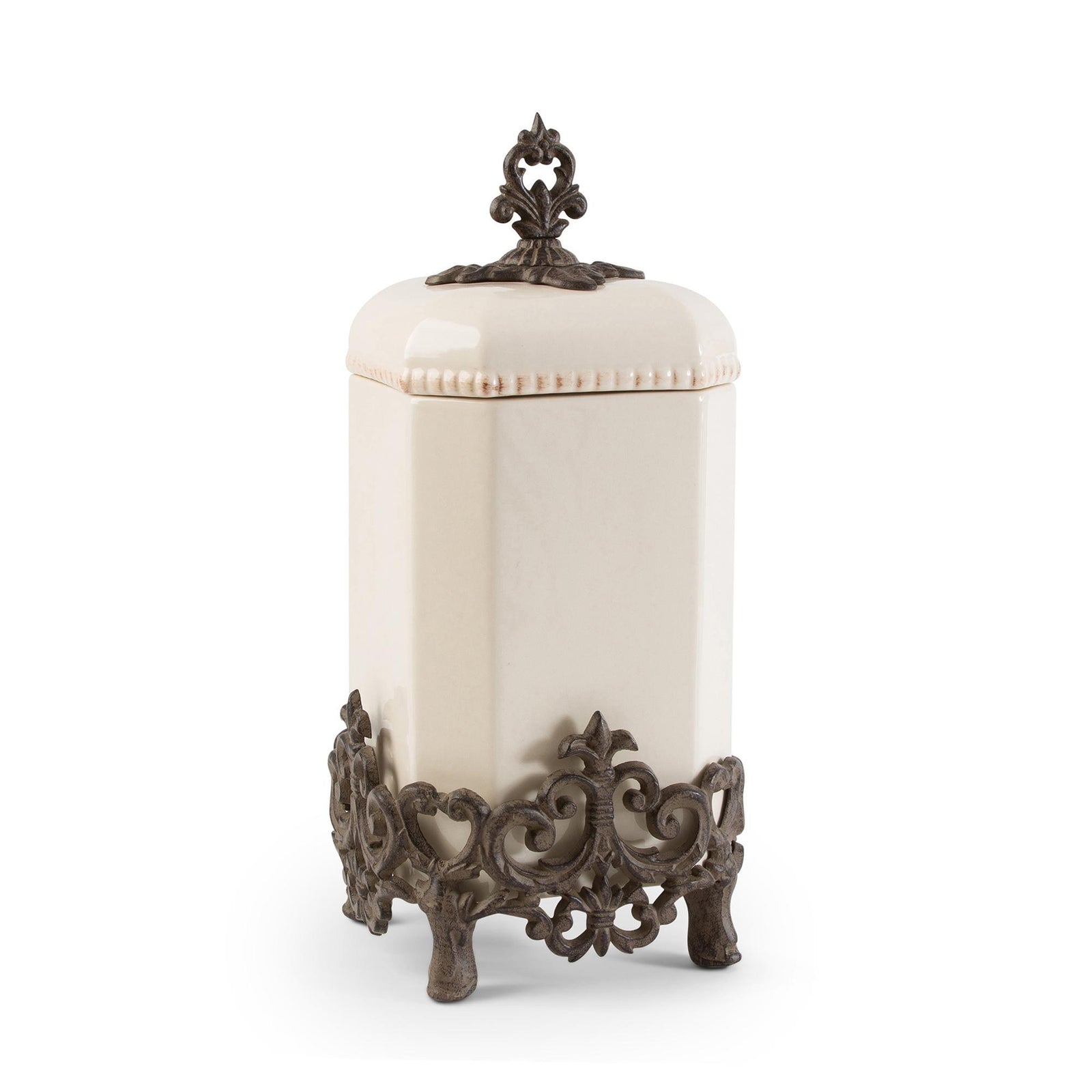 Acanthus Stoneware Canister, 16"