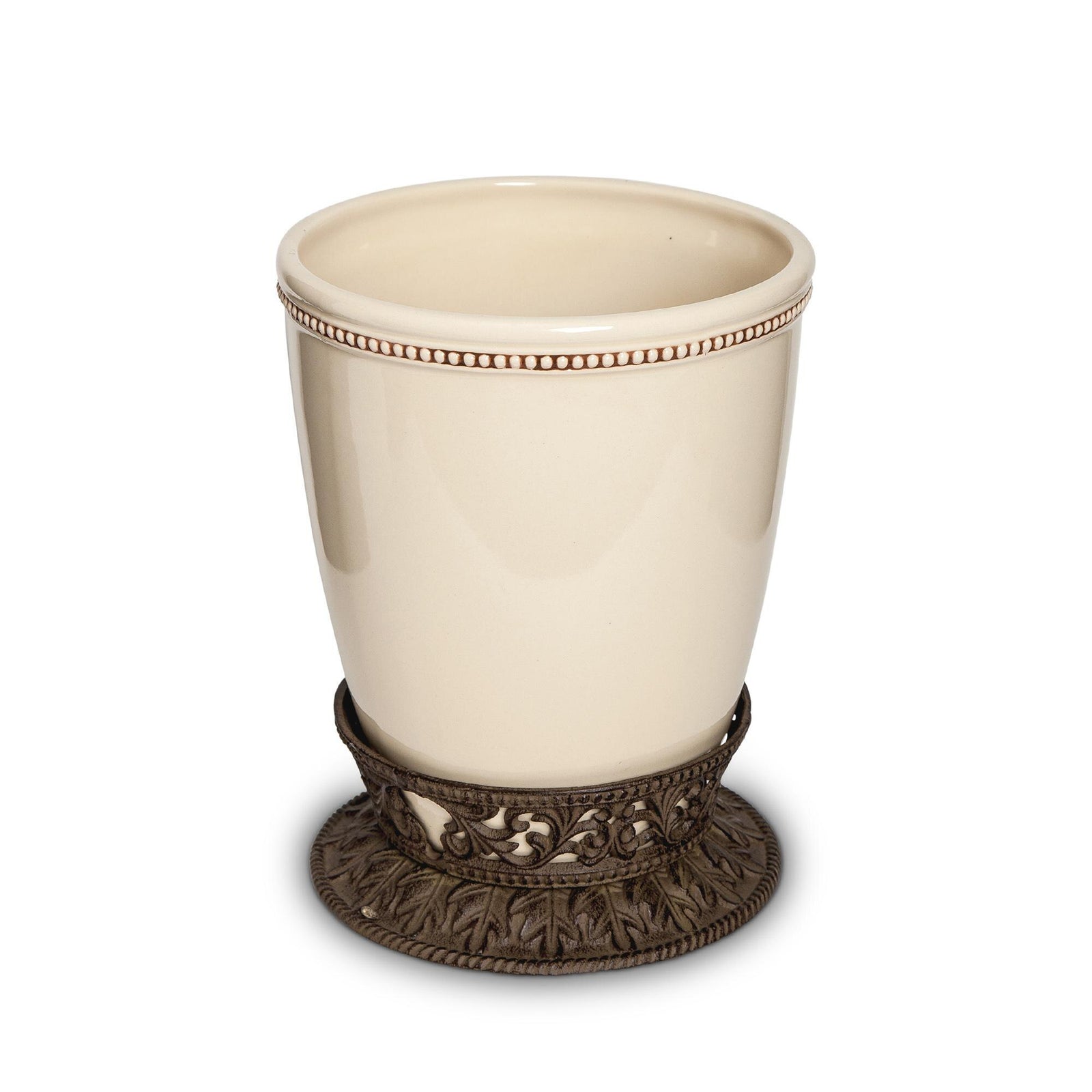 Acanthus Stoneware Waste Basket