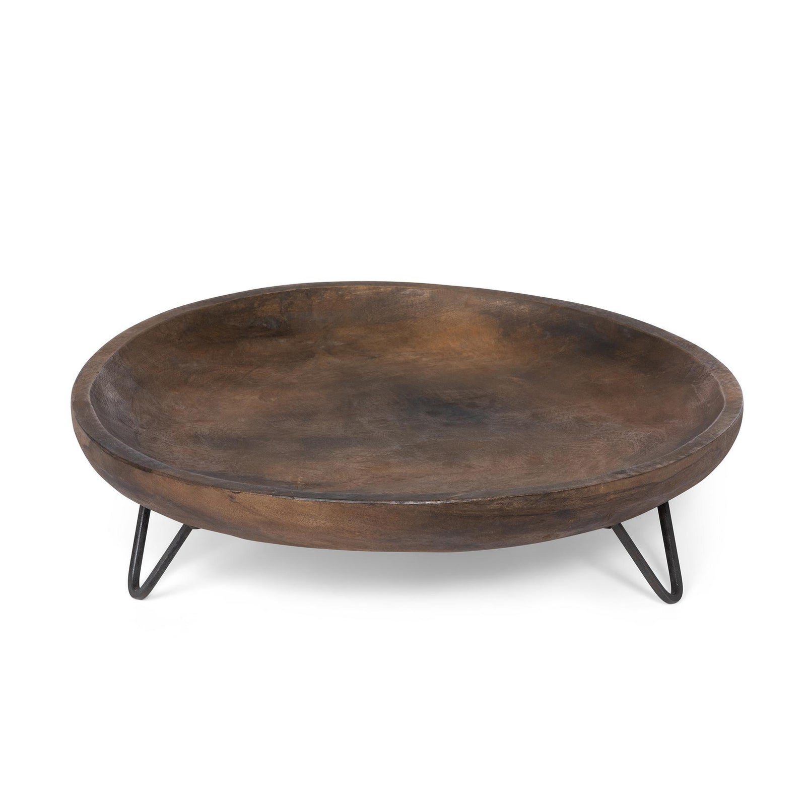 Wooden Round Footed Serving Tray