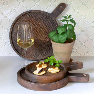 Carved Wood Serving Tray, 10"