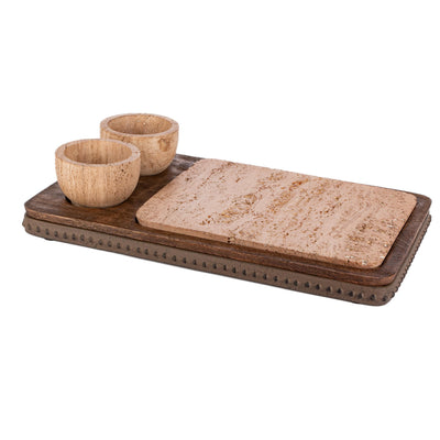 Wood and Marble Charcuterie Server