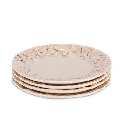 Acanthus Stoneware Appetizer Plates, Set of 4