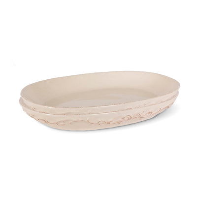Acanthus Stoneware Oval Serving Platters, Set of 2