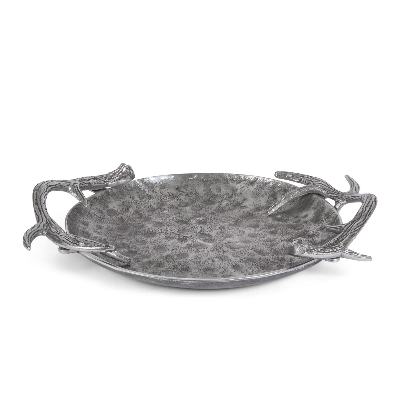 Cast Aluminum Hammered Round Tray, 20"