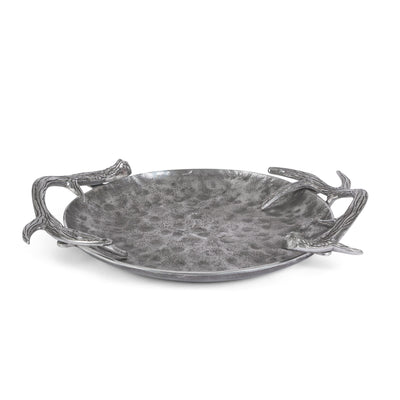 Cast Aluminum Hammered Round Tray, 20"