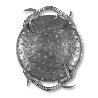 Cast Aluminum Hammered Round Tray, 20"