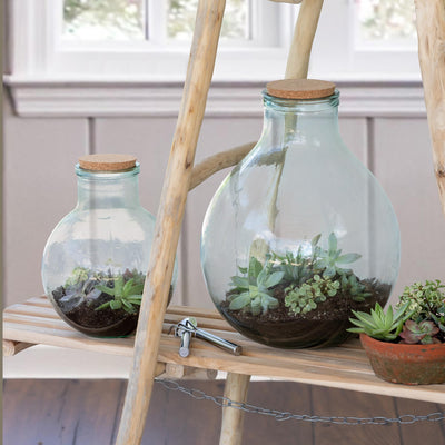 Glass Terrarium with Garden Tools, Small