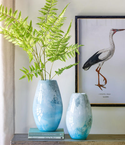 Sea Breeze Artisan Glass Vases, Set of 2