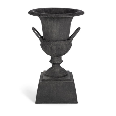 Fluted Metal Urn with Pedestal, Noir, 33"H