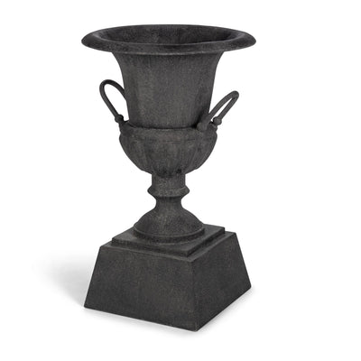 Fluted Metal Urn with Pedestal, Noir, 33"H