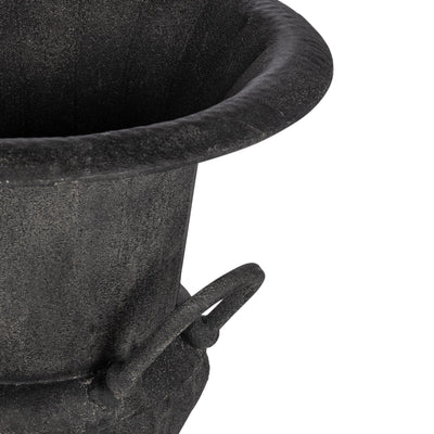 Fluted Metal Urn with Pedestal, Noir, 33"H