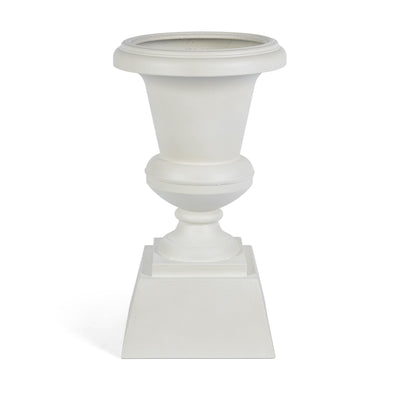 Aged Metal Entry Urn, Soft White