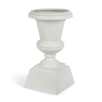 Aged Metal Entry Urn, Soft White
