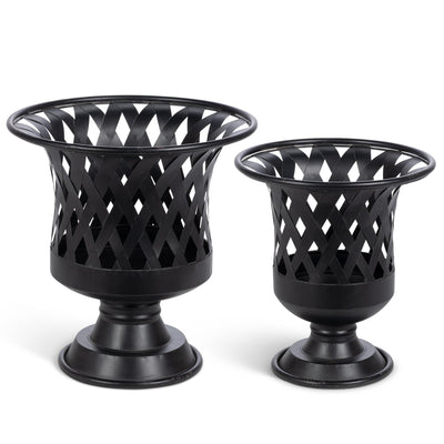 Woven Metal Classic Urn, Antiqued Black, Set of 2