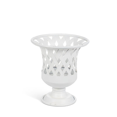 Woven Metal Classic Urn, Antiqued White, Set of 2
