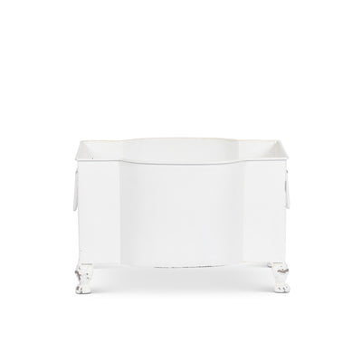 Handsome Footed Metal Planter, Antiqued White, Set of 2