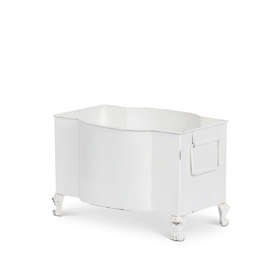 Handsome Footed Metal Planter, Antiqued White, Set of 2