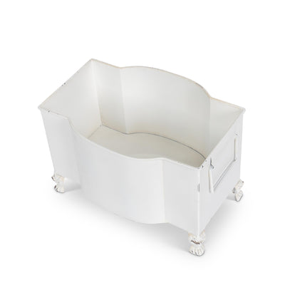 Handsome Footed Metal Planter, Antiqued White, Set of 2