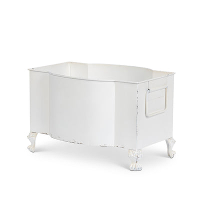 Handsome Footed Metal Planter, Antiqued White, Set of 2