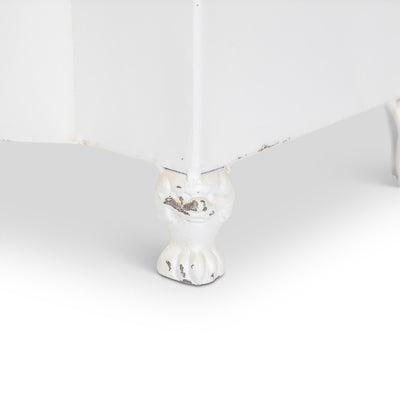 Handsome Footed Metal Planter, Antiqued White, Set of 2