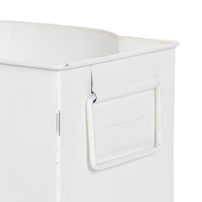 Handsome Footed Metal Planter, Antiqued White, Set of 2
