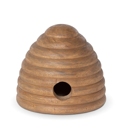 Carved Wood Tabletop Beehive, Large
