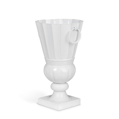 Atlas Outdoor Urn, Small, White Hydrangea
