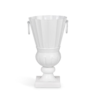 Atlas Outdoor Urn, Small, White Hydrangea