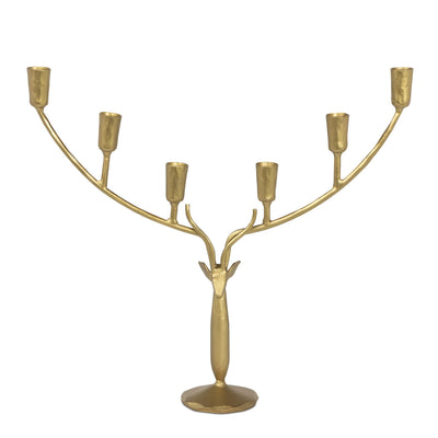 Stag Candle Holder, Large, Antiqued Gold