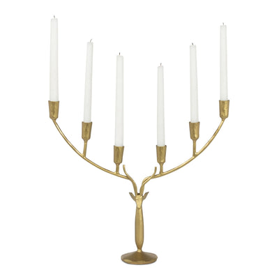 Stag Candle Holder, Large, Antiqued Gold