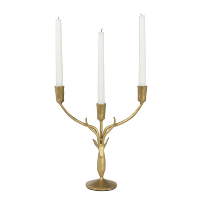Stag Candle Holder, Small, Antiqued Gold