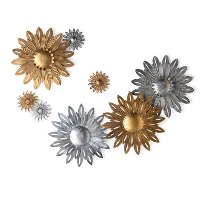 Aged Nickel Wall Sunflower, Large