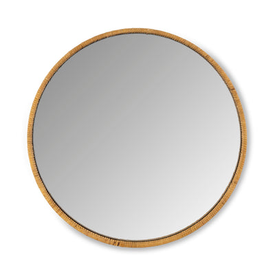 Rattan Wrapped Wood Mirror, 24"